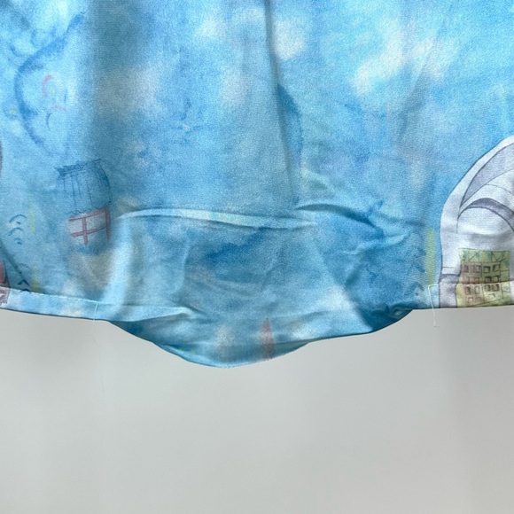 VINTAGE 1970S VAN HEUSEN PRINTED NYLON SHIRT in Sky Blue-Size Mens Small - Picture 10 of 13